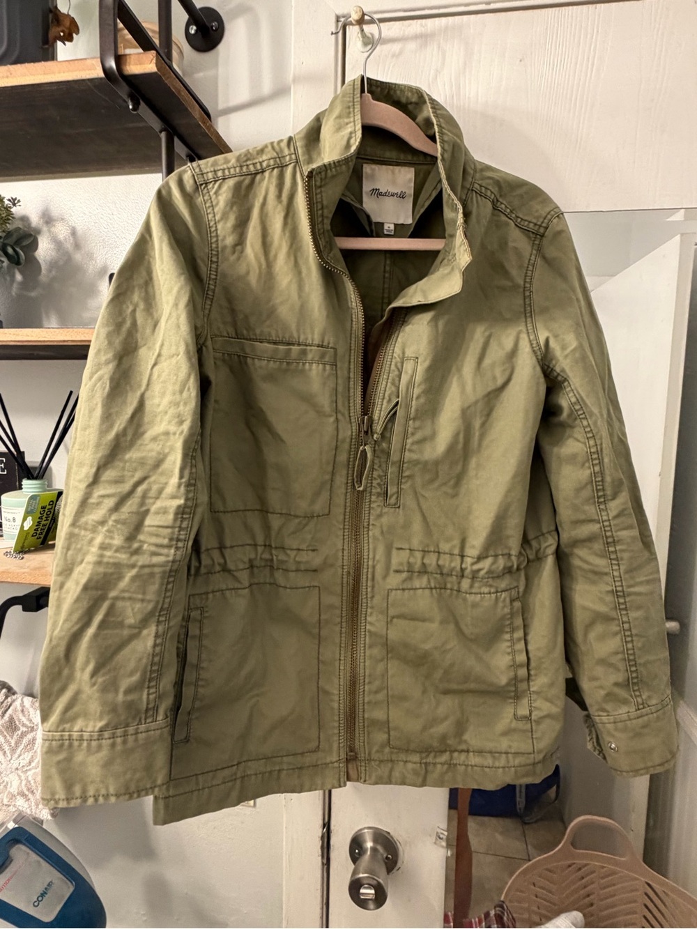 Madewell Olive Green Zip-Front Utility Jacket
